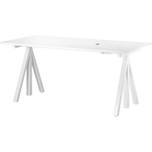 Height-adjustable work desk – White laminate – String Works