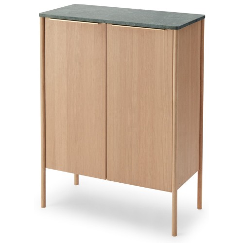 Jut  High Cabinet – Oiled Oak / Green Marble – 86,5 x 39,5 x H114 cm - Skagerak by Fritz Hansen