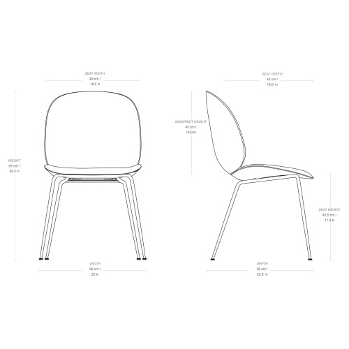 Beetle Chair – Fully Upholstered, Tube base - Gubi