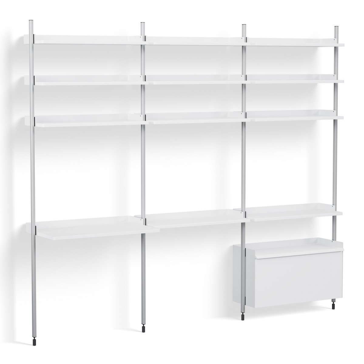 White Shelves + Anodised Aluminium Profiles – Pier System 23