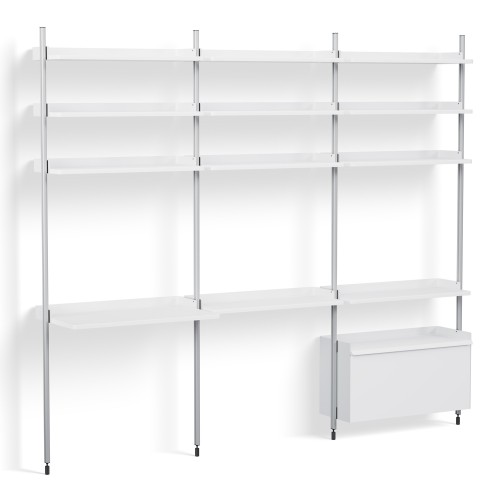 White Shelves + Anodised Aluminium Profiles – Pier System 23 - HAY