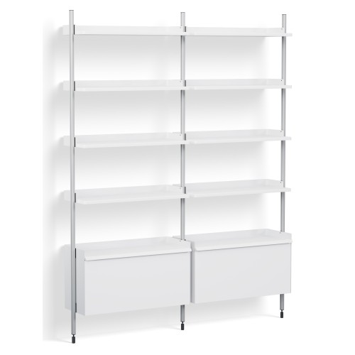 White Shelves + Anodised Aluminium Profiles – Pier System 122 - HAY