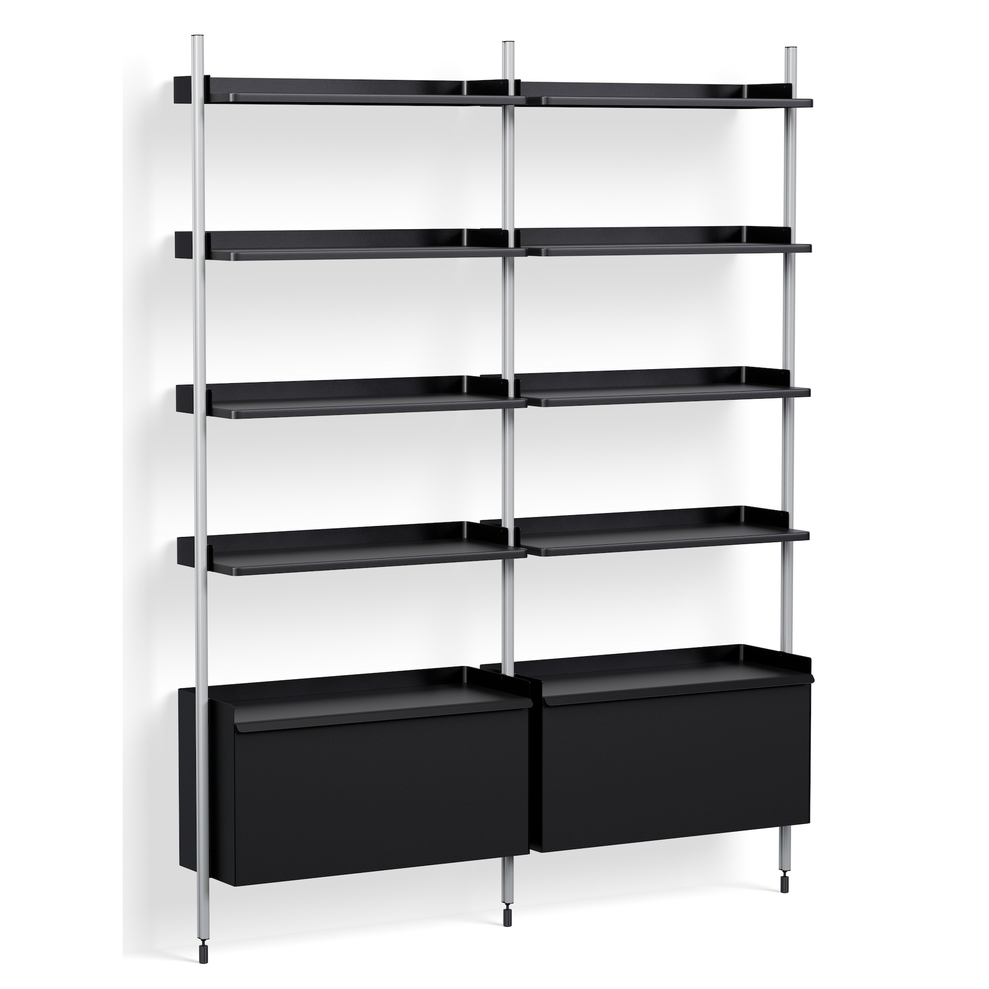 Black Shelves + Anodised Aluminium Profiles – Pier System 122 - HAY