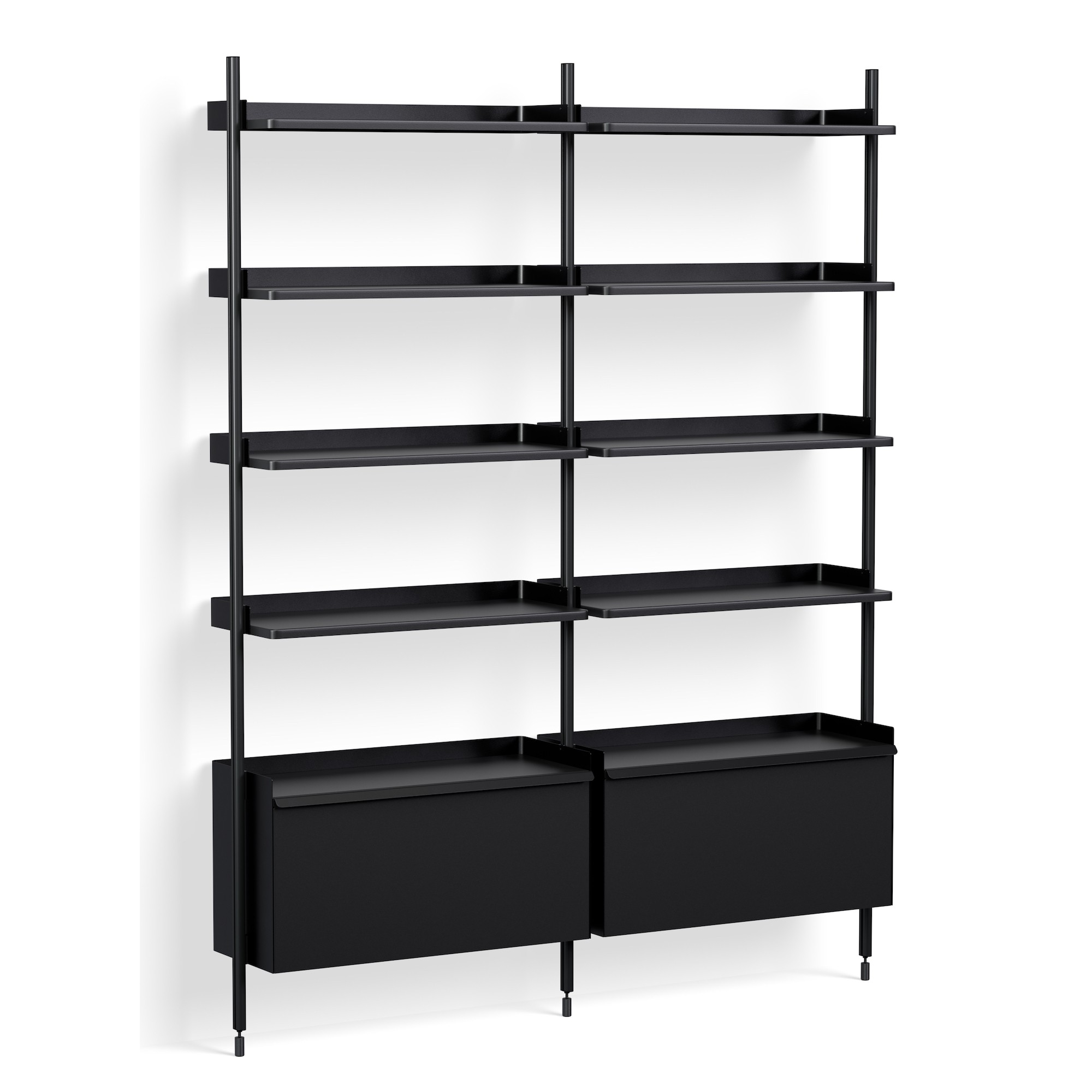 Black Shelves + Black Anodised Aluminium Profiles – Pier System 122 - HAY