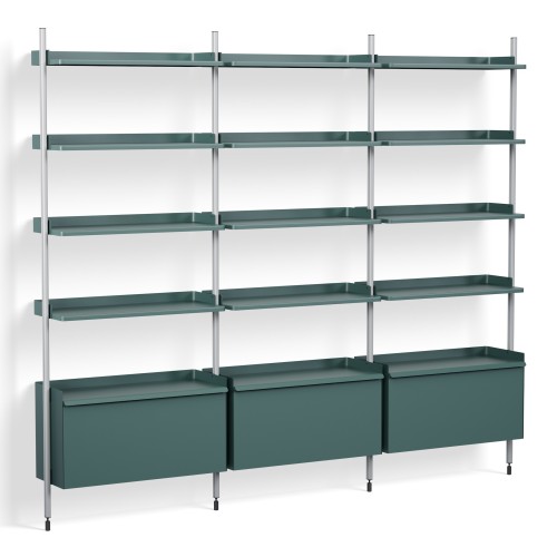 Blue Shelves + Anodised Aluminium Profiles – Pier System 123 - HAY