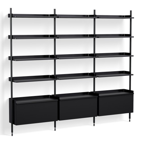 Black Shelves + Black Anodised Aluminium Profiles – Pier System 123 - HAY