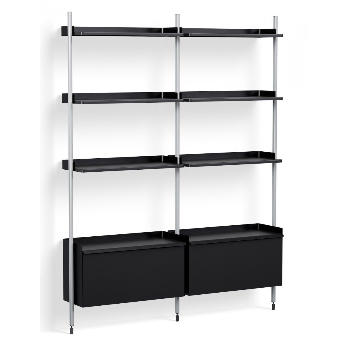 Black Shelves + Anodised Aluminium Profiles – Pier System 132