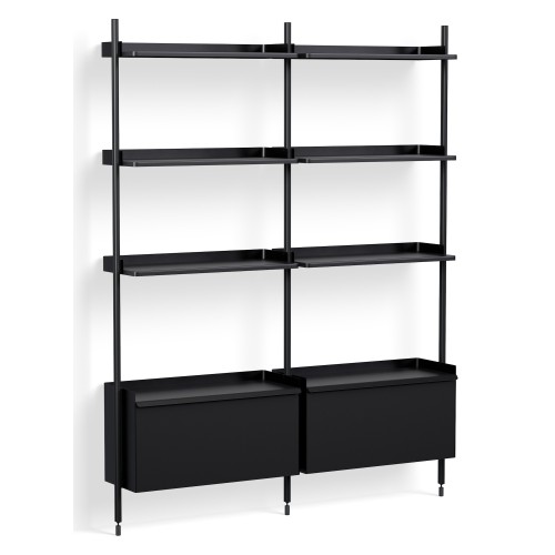 Black Shelves + Black Anodised Aluminium Profiles – Pier System 132 - HAY