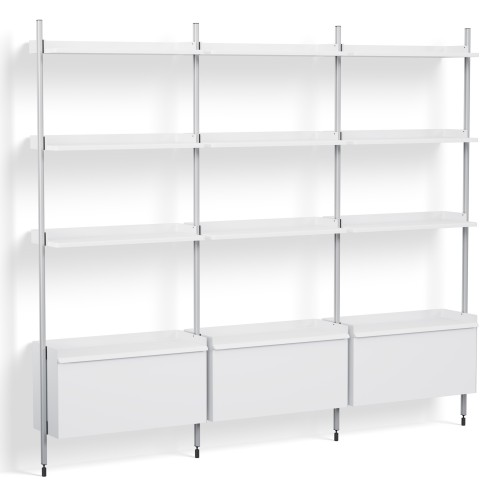 White Shelves + Anodised Aluminium Profiles – Pier System 133 - HAY