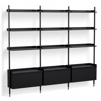 Black Shelves + Black Anodised Aluminium Profiles – Pier System 133