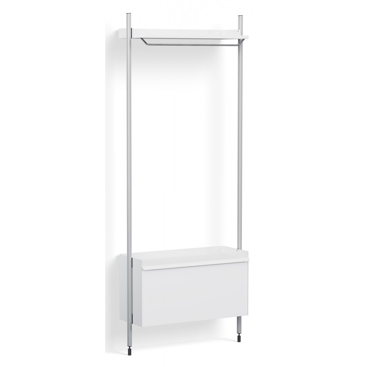 Pier System 1001 – PS White Shelves + Anodised Aluminium Profiles