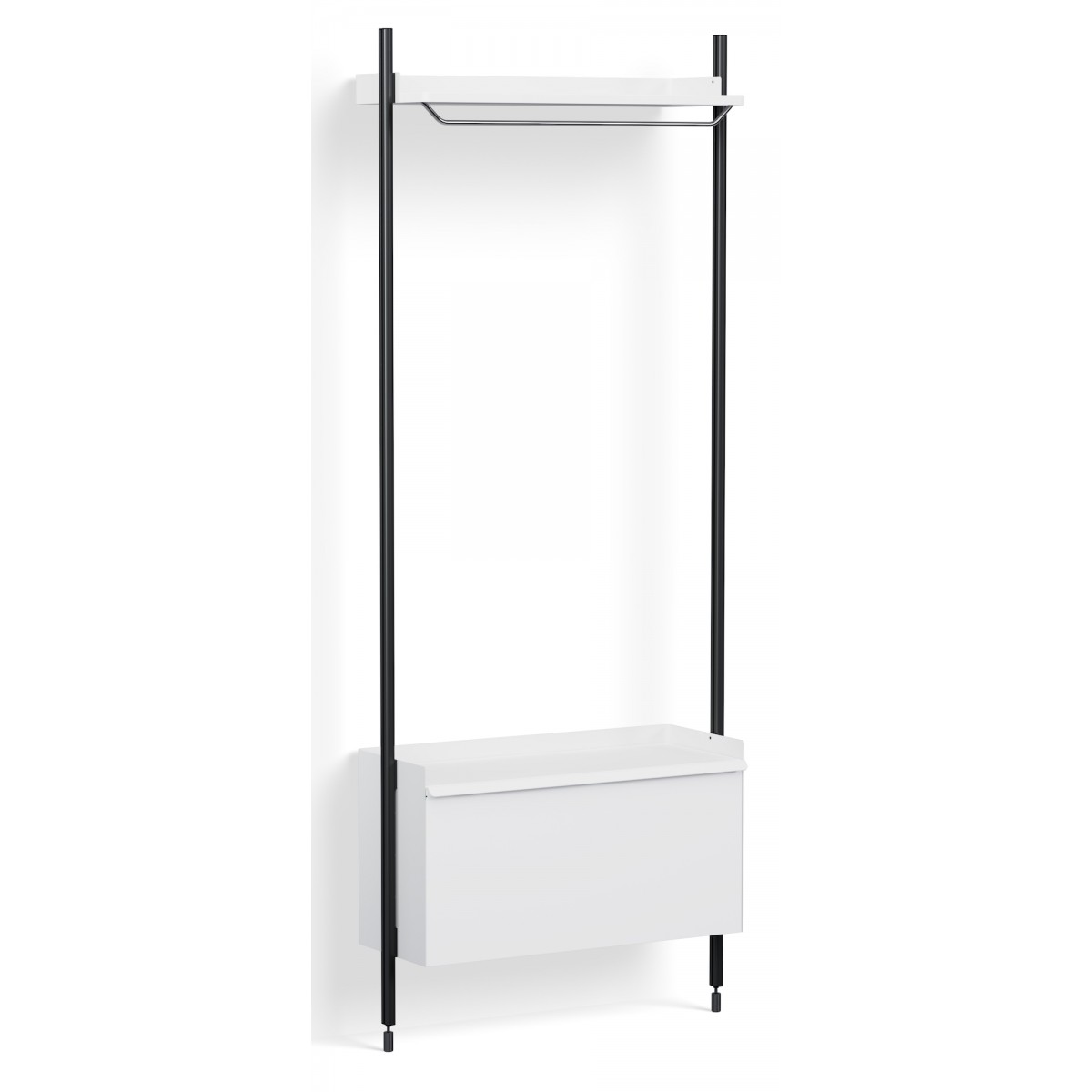 Pier System 1001 – PS White Shelves + Black Anodised Aluminium Profiles