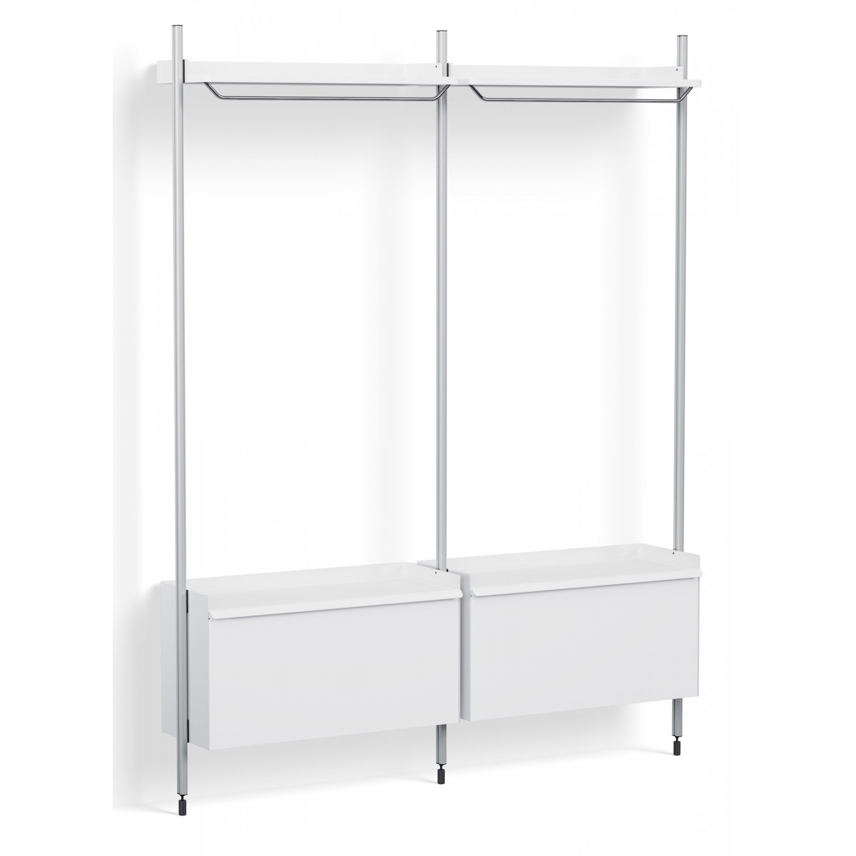 Pier System 1002 – PS White Shelves + Anodised Aluminium Profiles