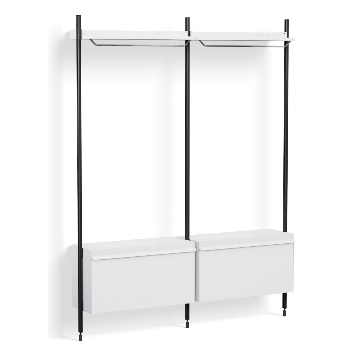 Pier System 1002 – PS White Shelves + Black Anodised Aluminium Profiles