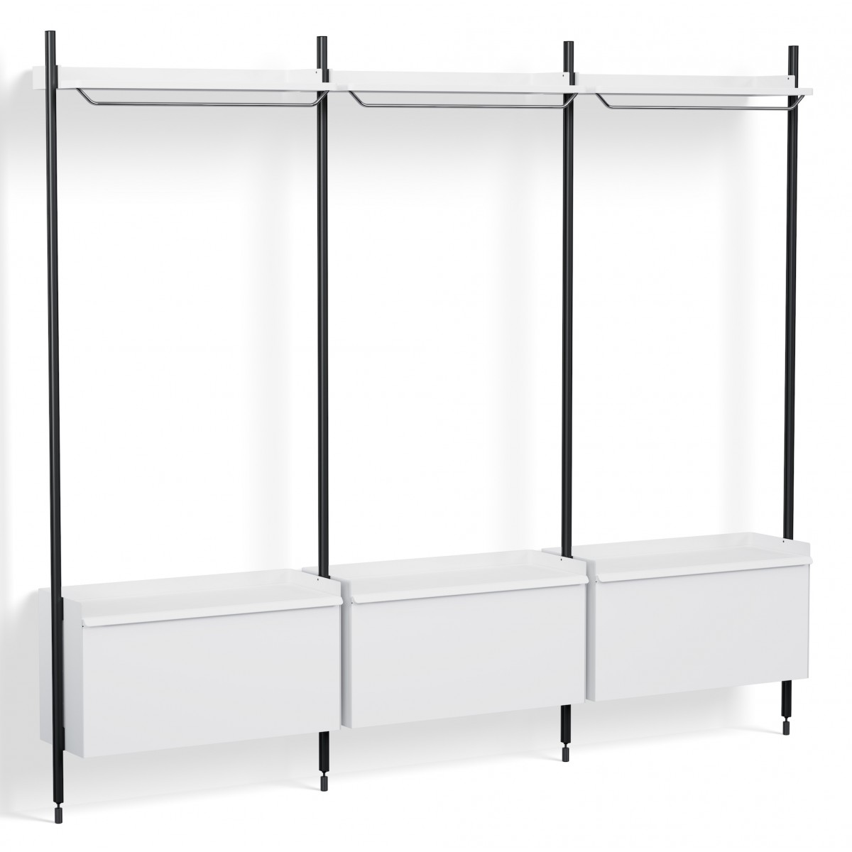 Pier System 1003 – PS White Shelves + Black Anodised Aluminium Profiles