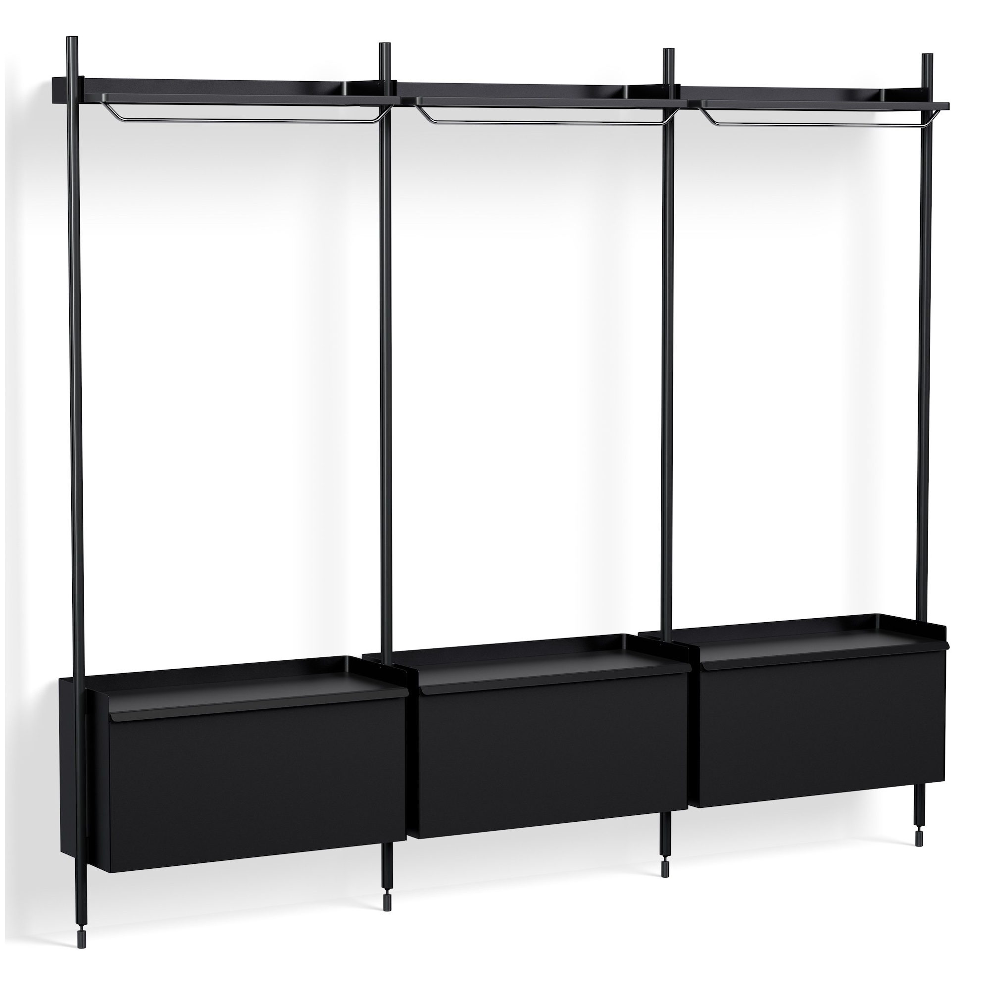 Pier System 1003 – PS Black Shelves + Black Anodised Aluminium Profiles - HAY