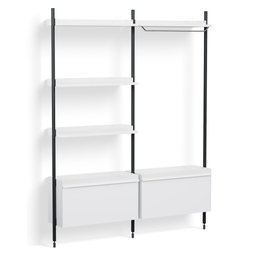 Pier System 1082 – PS White Shelves + Black Anodised Aluminium Profiles - HAY