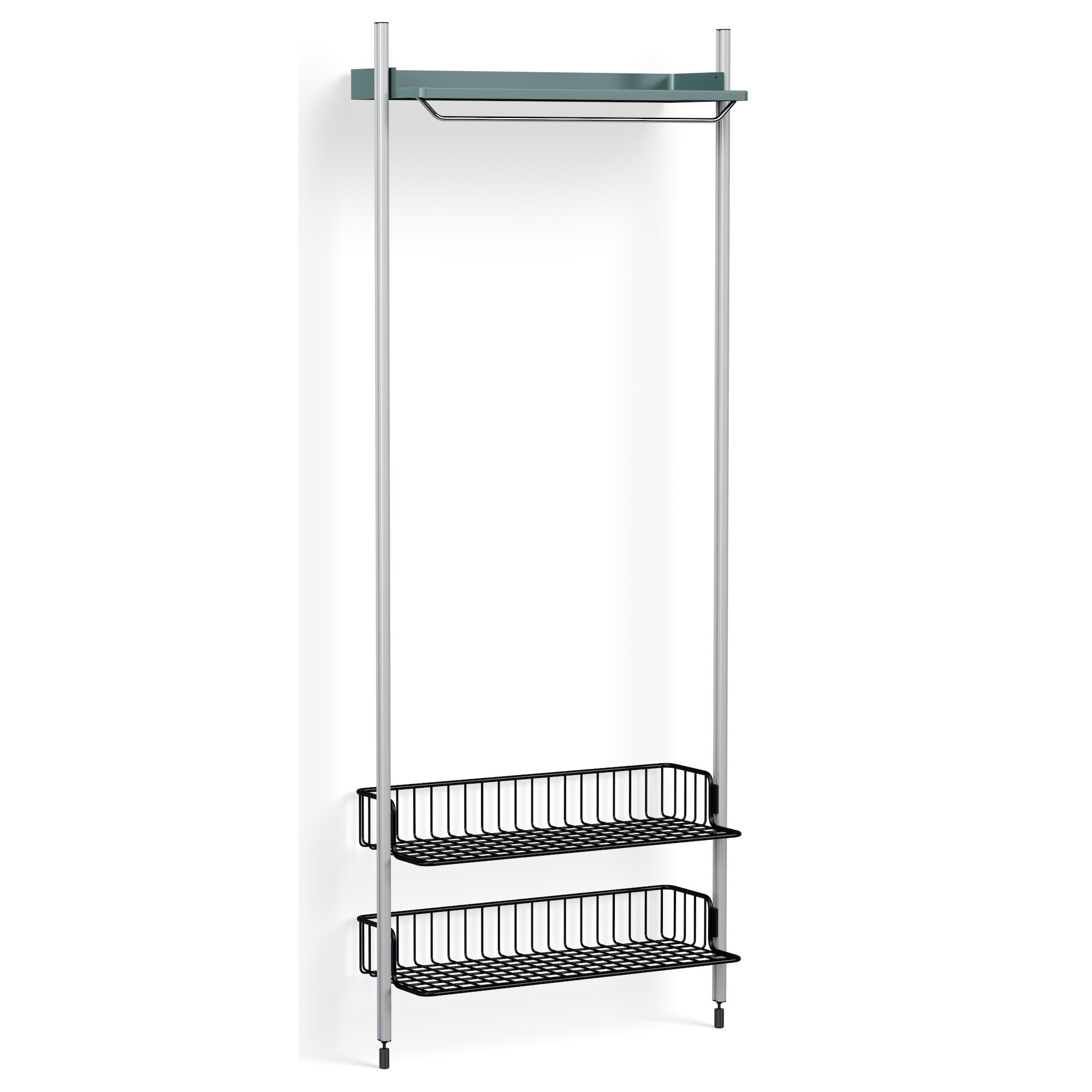 Pier System 1011 – PS Blue Shelf + Anthracite Wire Shelves + Anodised Aluminium Profiles - HAY