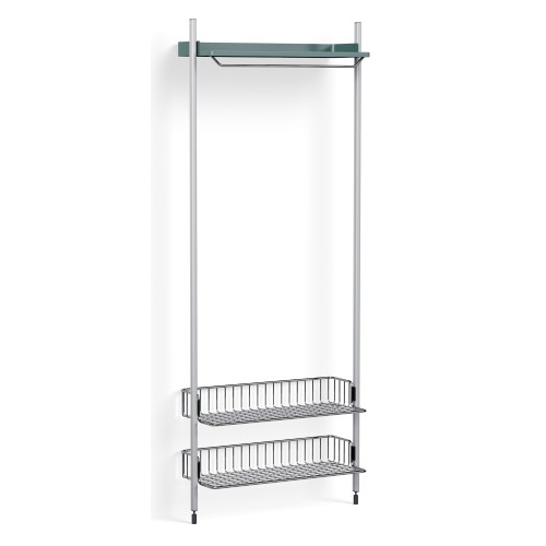 Pier System 1011 – PS Blue Shelf + Chromed Wire Shelves + Anodised Aluminium Profiles - HAY