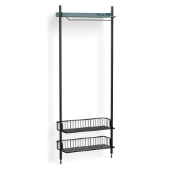 Pier System 1011 – PS Blue Shelf + Anthracite Wire Shelves + Black Anodised Aluminium Profiles - HAY