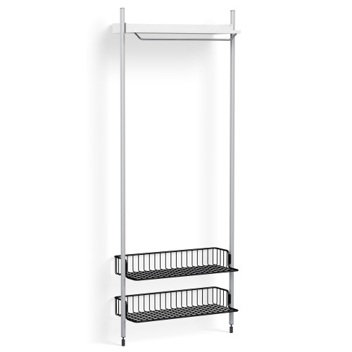 Pier System 1011 – PS White Shelf + Anthracite Wire Shelves + Anodised Aluminium Profiles - HAY