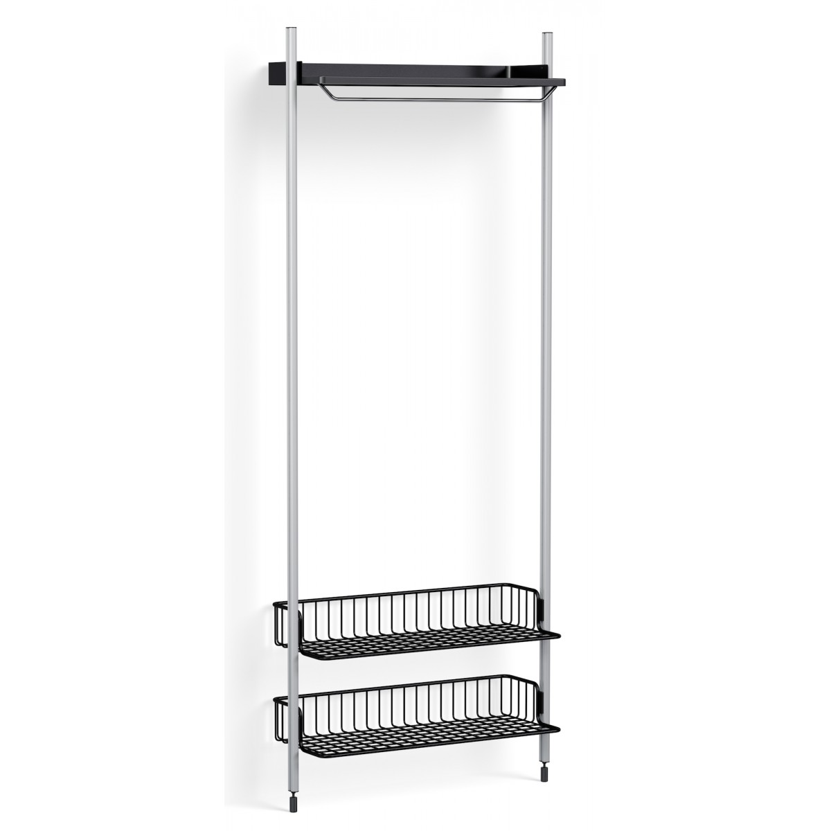 Pier System 1011 – PS Black Shelf + Anthracite Wire Shelves + Anodised Aluminium Profiles