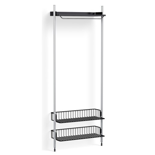 Pier System 1011 – PS Black Shelf + Anthracite Wire Shelves + Anodised Aluminium Profiles - HAY