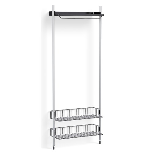 Pier System 1011 – PS Black Shelf + Chromed Wire Shelves + Anodised Aluminium Profiles - HAY