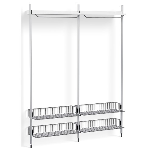 Pier System 1012 – PS White Shelves + Chromed Wire Shelves + Anodised Aluminium Profiles - HAY