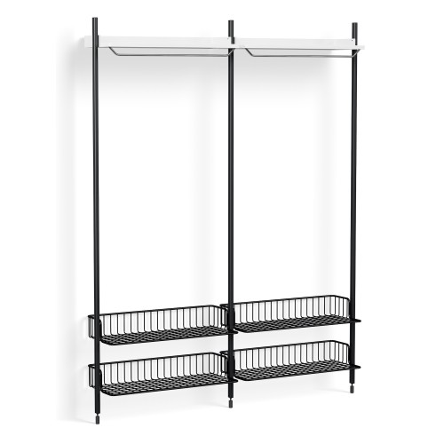 Pier System 1012 – PS White Shelves + Anthracite Wire Shelves + Black Anodised Aluminium Profiles - HAY