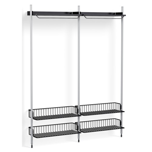 Pier System 1012 – PS Black Shelves + Anthracite Wire Shelves + Anodised Aluminium Profiles - HAY