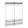 Pier System 1012 – PS Black Shelves + Chromed Wire Shelves + Anodised Aluminium Profiles - HAY