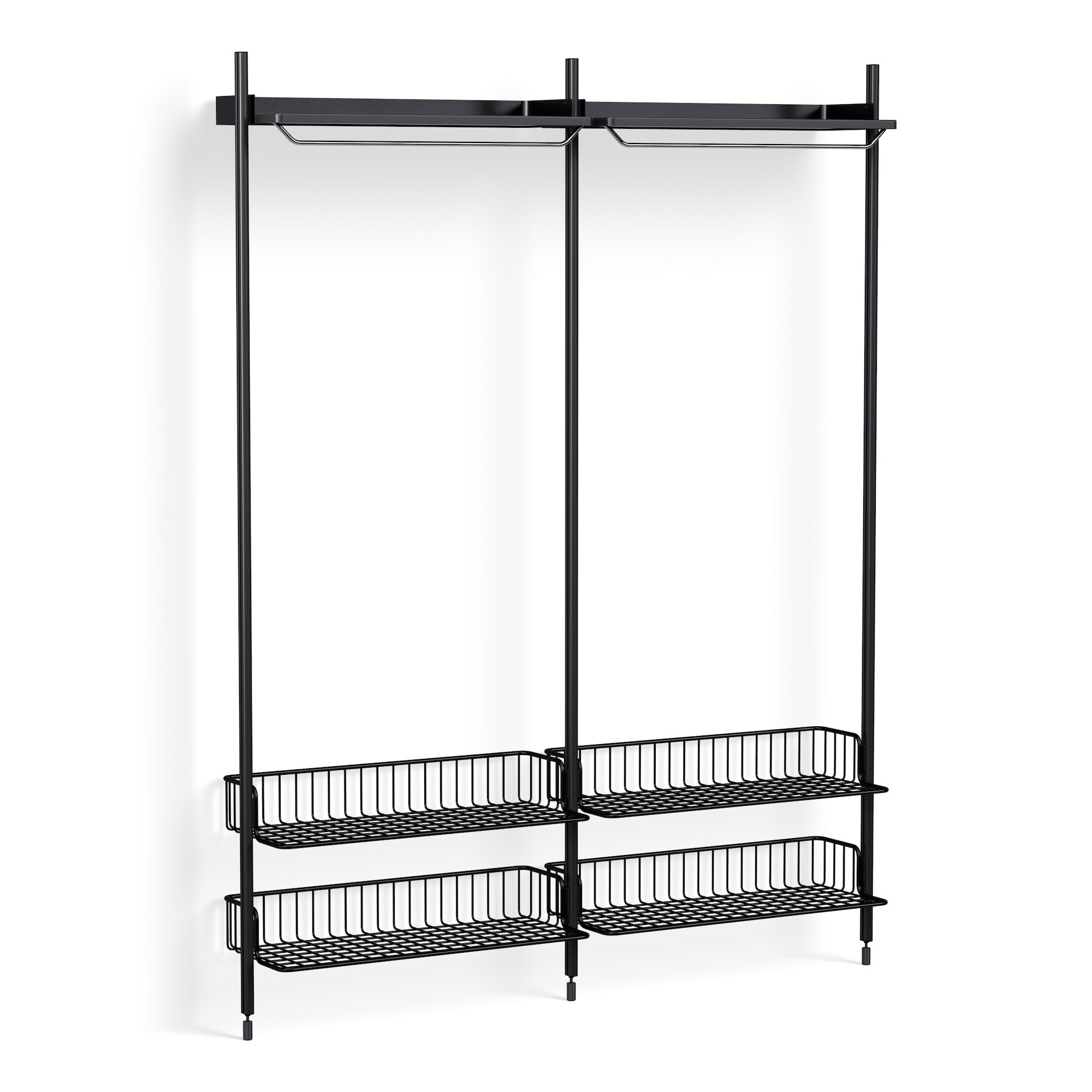 Pier System 1012 – PS Black Shelves + Anthracite Wire Shelves + Black Anodised Aluminium Profiles - HAY