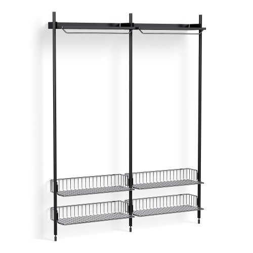 Pier System 1012 – PS Black Shelves + Chromed Wire Shelves + Black Anodised Aluminium Profiles - HAY