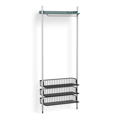 Pier System 1021 – PS Blue Shelf + Anthracite Wire Shelves + Anodised Aluminium Profiles - HAY