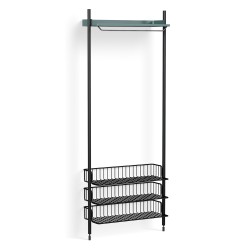 Pier System 1021 – PS Blue Shelf + Anthracite Wire Shelves + Black Anodised Aluminium Profiles - HAY