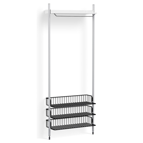 Pier System 1021 – PS White Shelf + Anthracite Wire Shelves + Anodised Aluminium Profiles - HAY