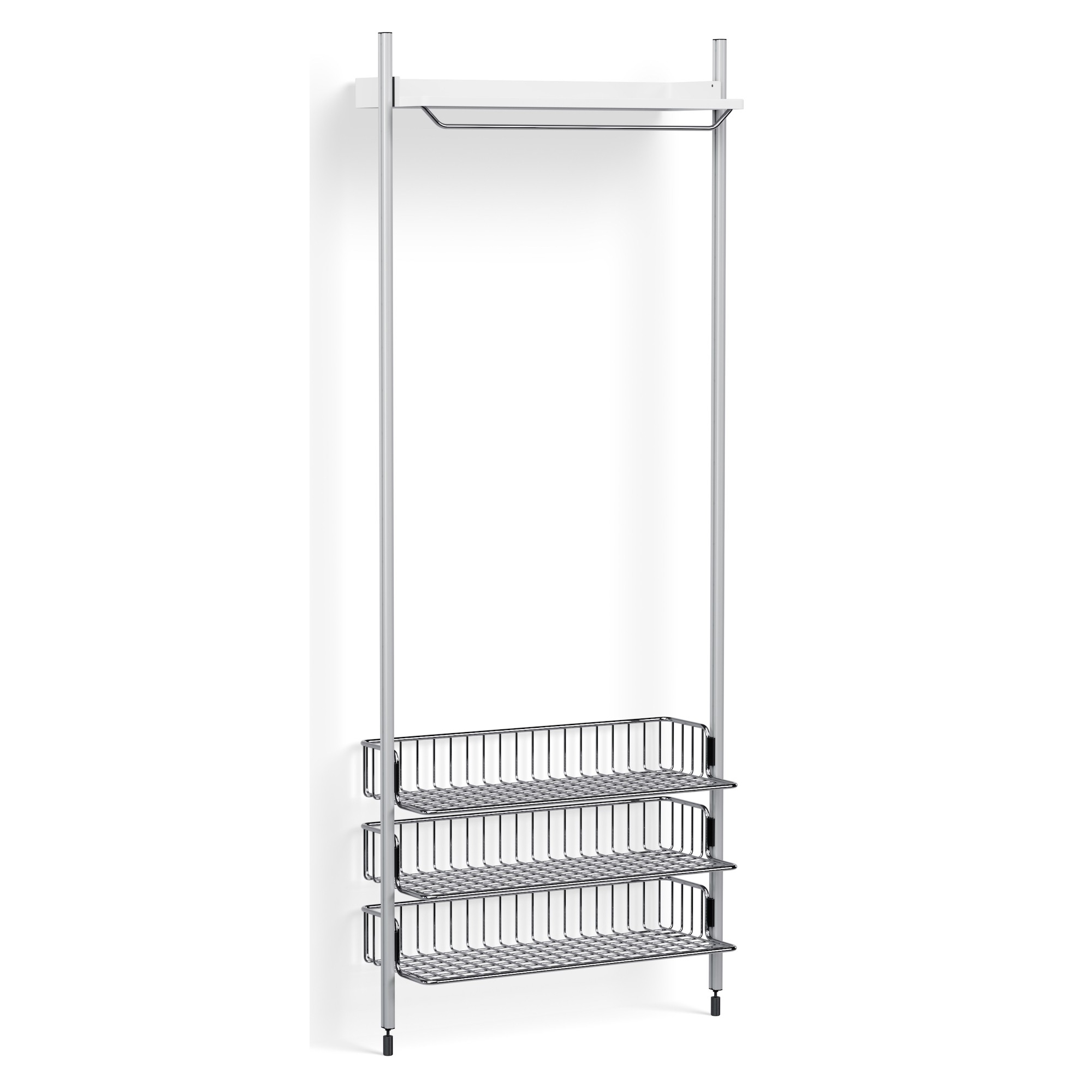 Pier System 1021 – Étagère Blanc PS + Grilles Chrome + Montants Aluminium anodisé - HAY