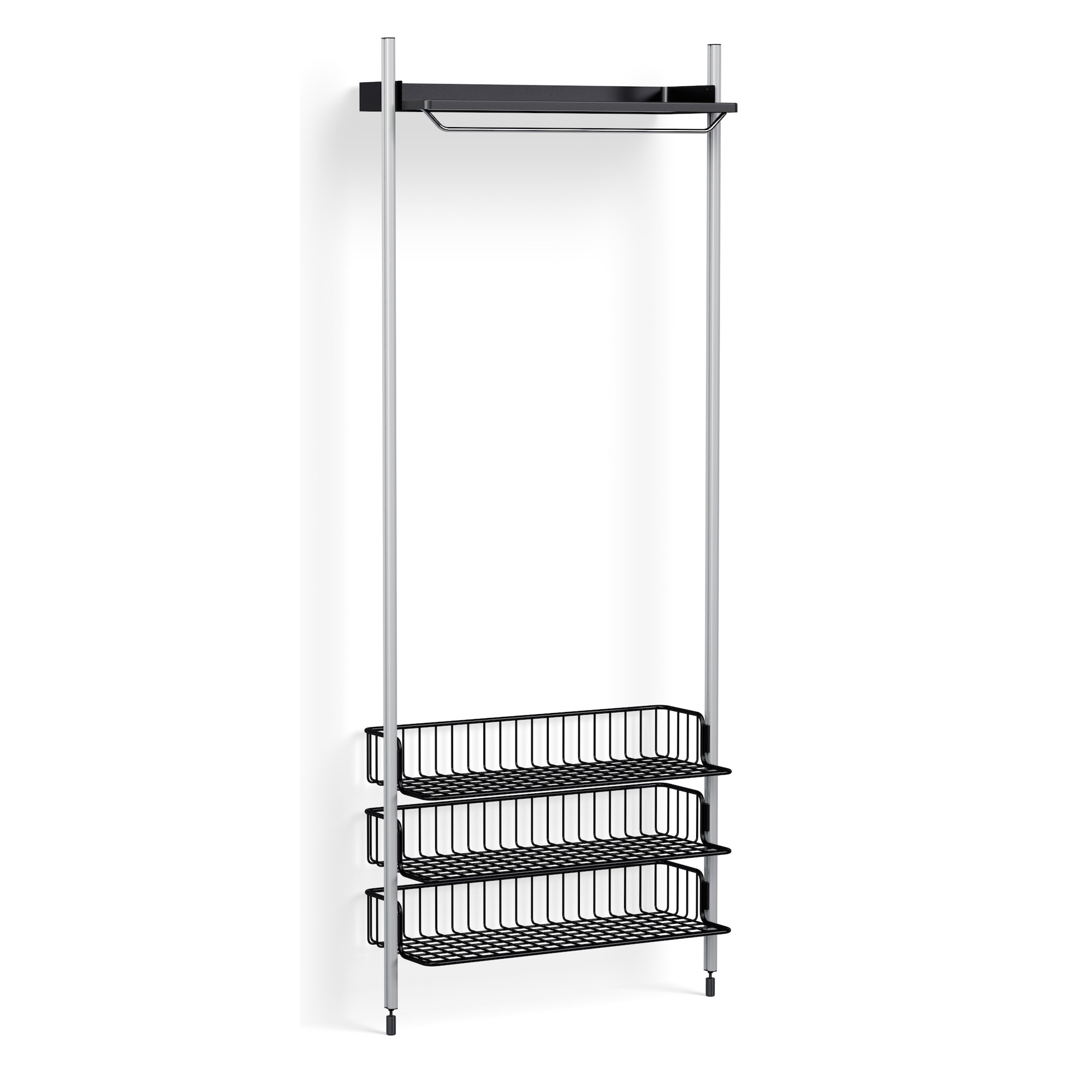 Pier System 1021 – PS Black Shelf + Anthracite Wire Shelves + Anodised Aluminium Profiles - HAY