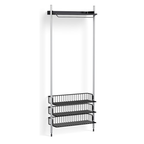 Pier System 1021 – PS Black Shelf + Anthracite Wire Shelves + Anodised Aluminium Profiles - HAY