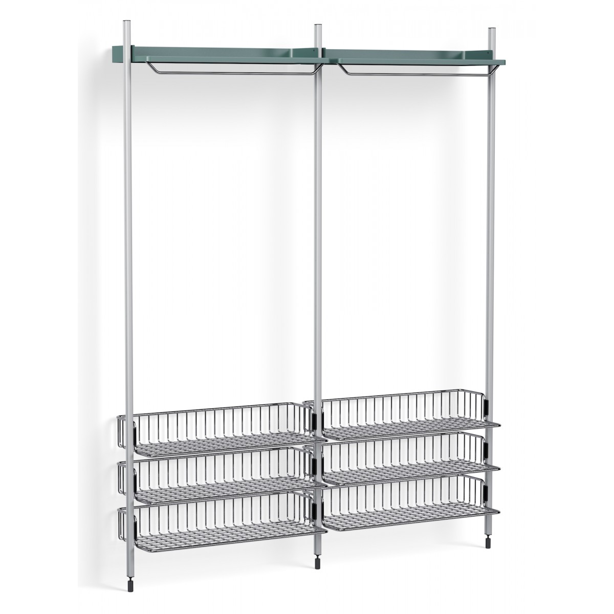 Pier System 1022 – PS Blue Shelves + Chromed Wire Shelves + Anodised Aluminium Profiles