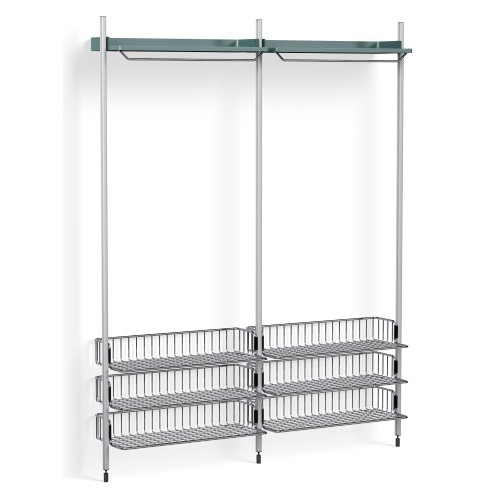 Pier System 1022 – PS Blue Shelves + Chromed Wire Shelves + Anodised Aluminium Profiles - HAY