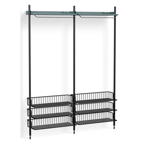 Pier System 1022 – PS Blue Shelves + Anthracite Wire Shelves + Black Anodised Aluminium Profiles - HAY