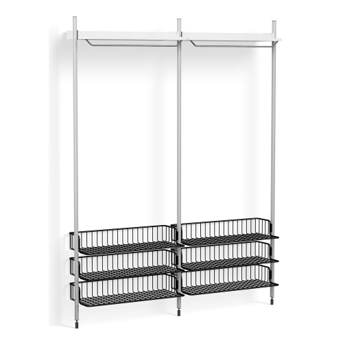 Pier System 1022 – PS White Shelves + Anthracite Wire Shelves + Anodised Aluminium Profiles - HAY