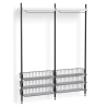 Pier System 1022 – PS White Shelves + Chromed Wire Shelves + Black Anodised Aluminium Profiles - HAY