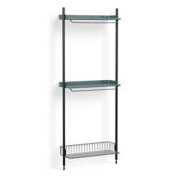 Pier System 1031 – PS Blue Shelves + Chromed Wire Shelf + Black Anodised Aluminium Profiles - HAY