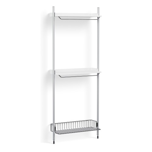 Pier System 1031 – PS White Shelves + Chromed Wire Shelf + Anodised Aluminium Profiles - HAY