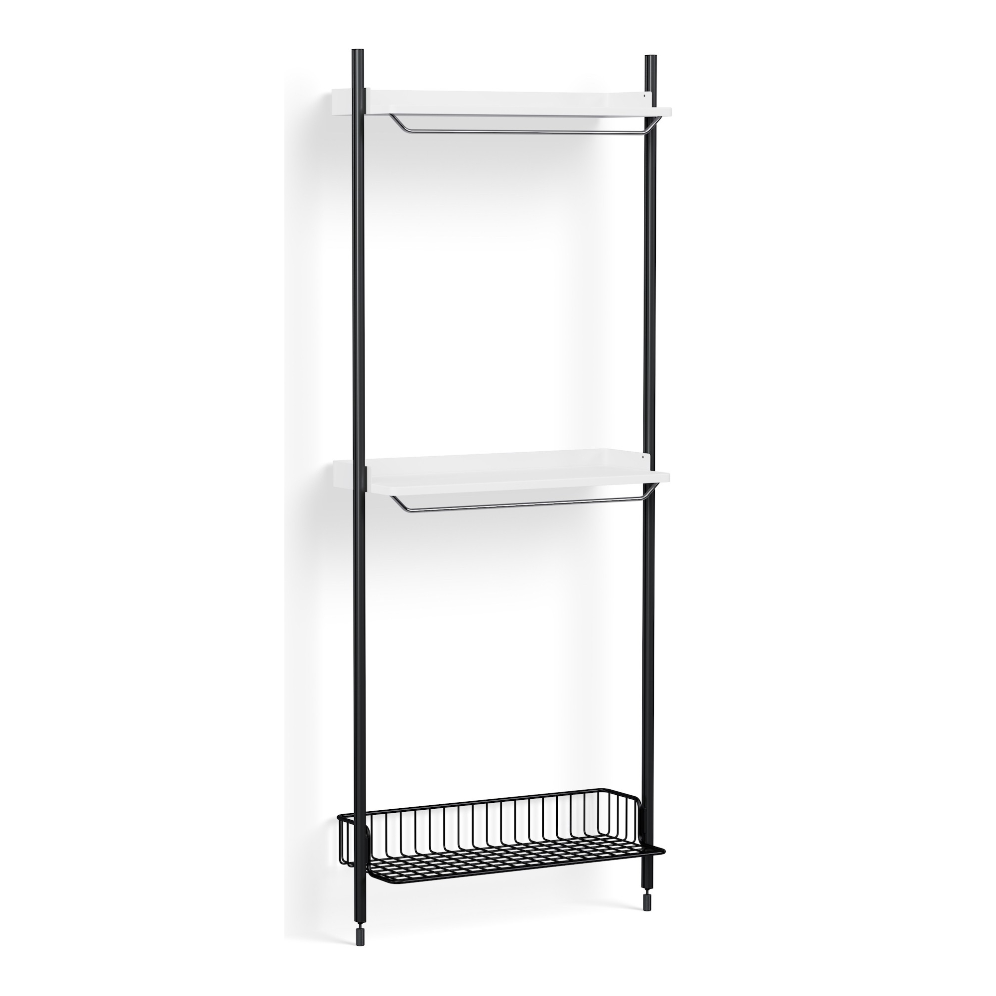 Pier System 1031 – PS White Shelves + Anthracite Wire Shelf + Black Anodised Aluminium Profiles - HAY