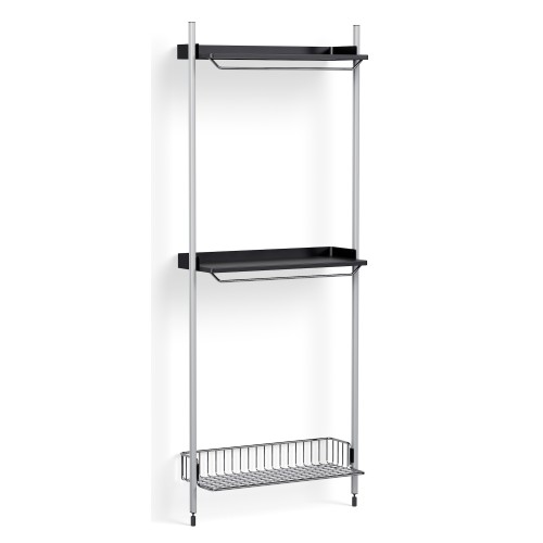 Pier System 1031 – PS Black Shelves + Chromed Wire Shelf + Anodised Aluminium Profiles - HAY