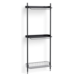 Pier System 1031 – PS Black Shelves + Chromed Wire Shelf + Black Anodised Aluminium Profiles - HAY